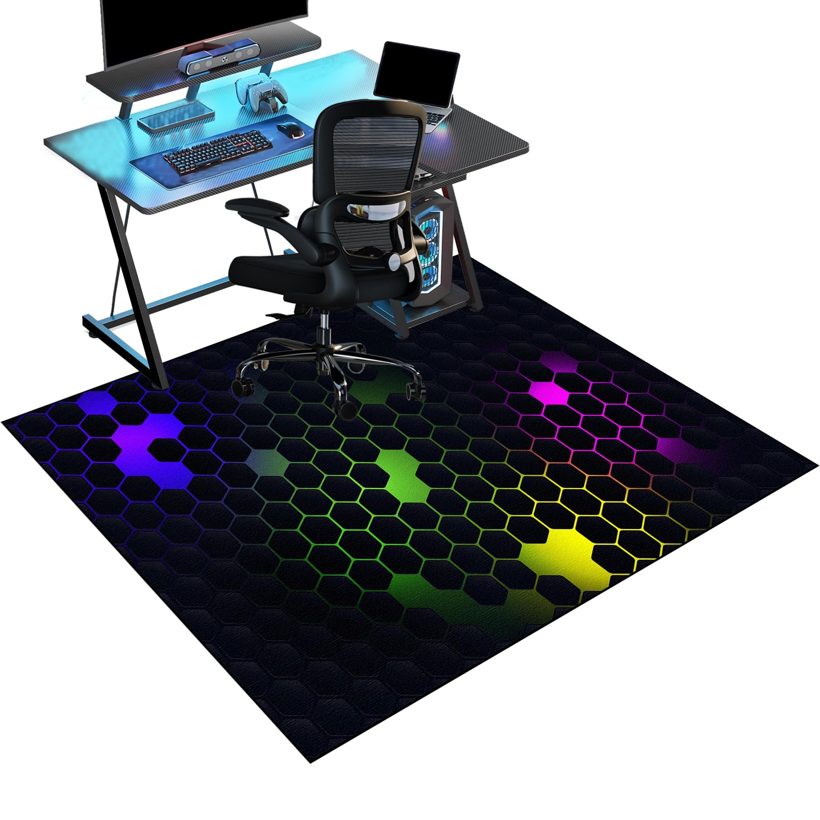 Gaming Chair Mat for Hardwood Floor Non-Slip Floor Protection Mat 100 x 120 cm Office Chair Mat for Carpets Anti-Slip Floor Protector Mat Computer Desk Chair Mat for Gaming Room Home Office Decor