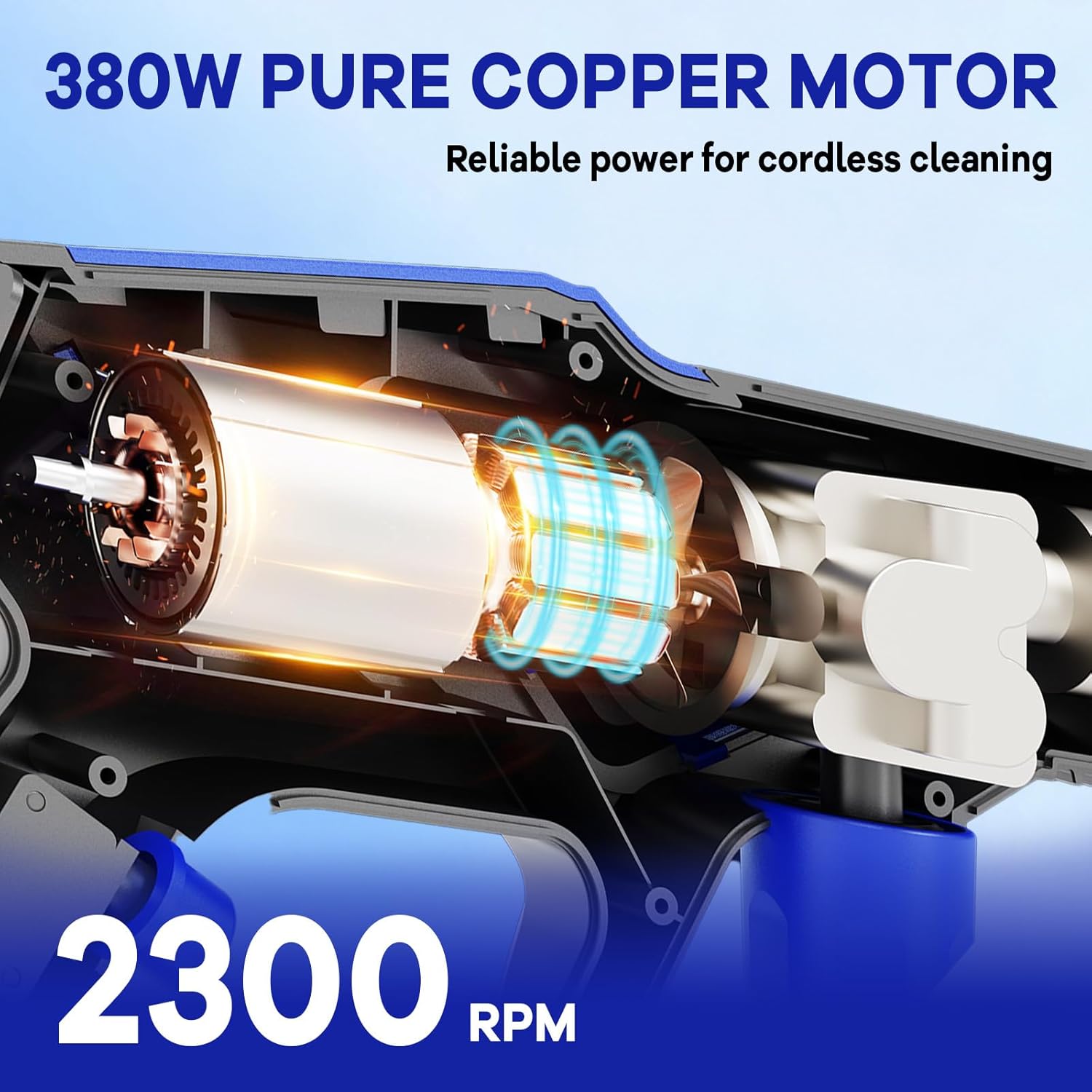 Cordless Pressure Washer, 522 PSI Portable Power Washer with 33ft Hose, Battery Powered Pressure Washer with Universal Faucet Adapter for Car, Home, Garden (Blue)