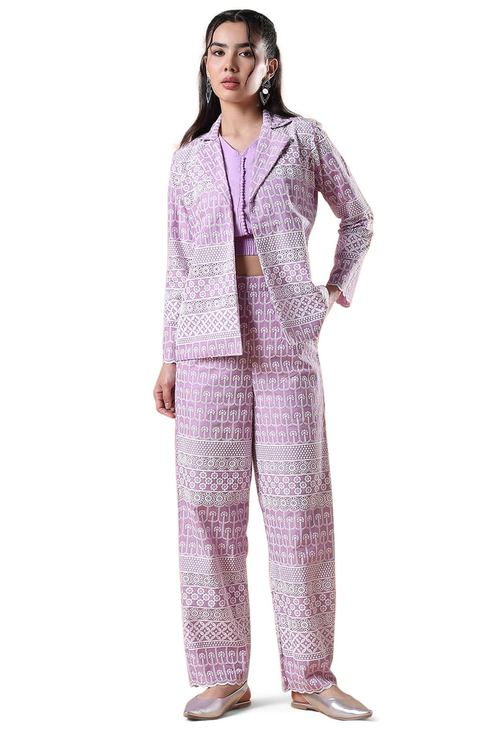 showoffff Women's Lavender Embroidered Co-ords Set with Inner-UB-2754_Lavender-picture-11