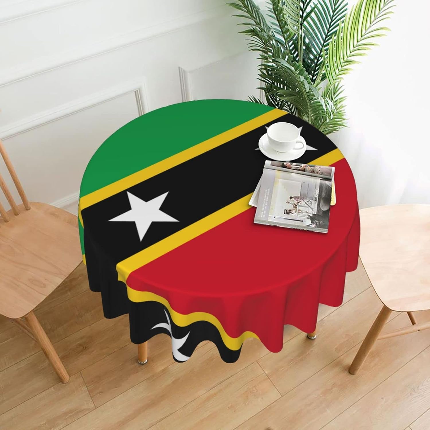 HLBSDM Saint Kitts and Nevis Flag Round Tablecloths Washable Polyester Table Cover for Kitchen Dinning Parties Tabletop Decor 60 Inch