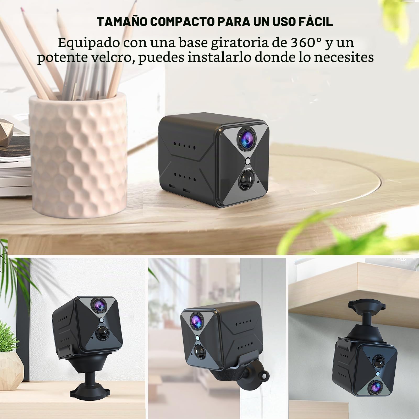 Javiscam Mini cámara WiFi 4K Mini cámara de vigilancia inalámbrica para interior/exterior con grabación larga baterías con mini detección movimiento visión nocturna