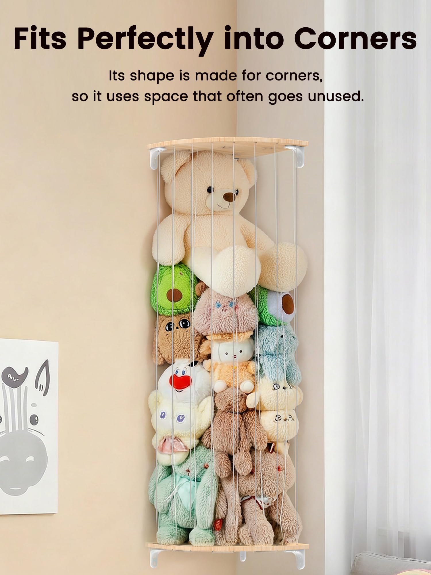 DEANKEJI Knuffeldier hangmat, gevlochten katoenen touw, crèmewit pluche