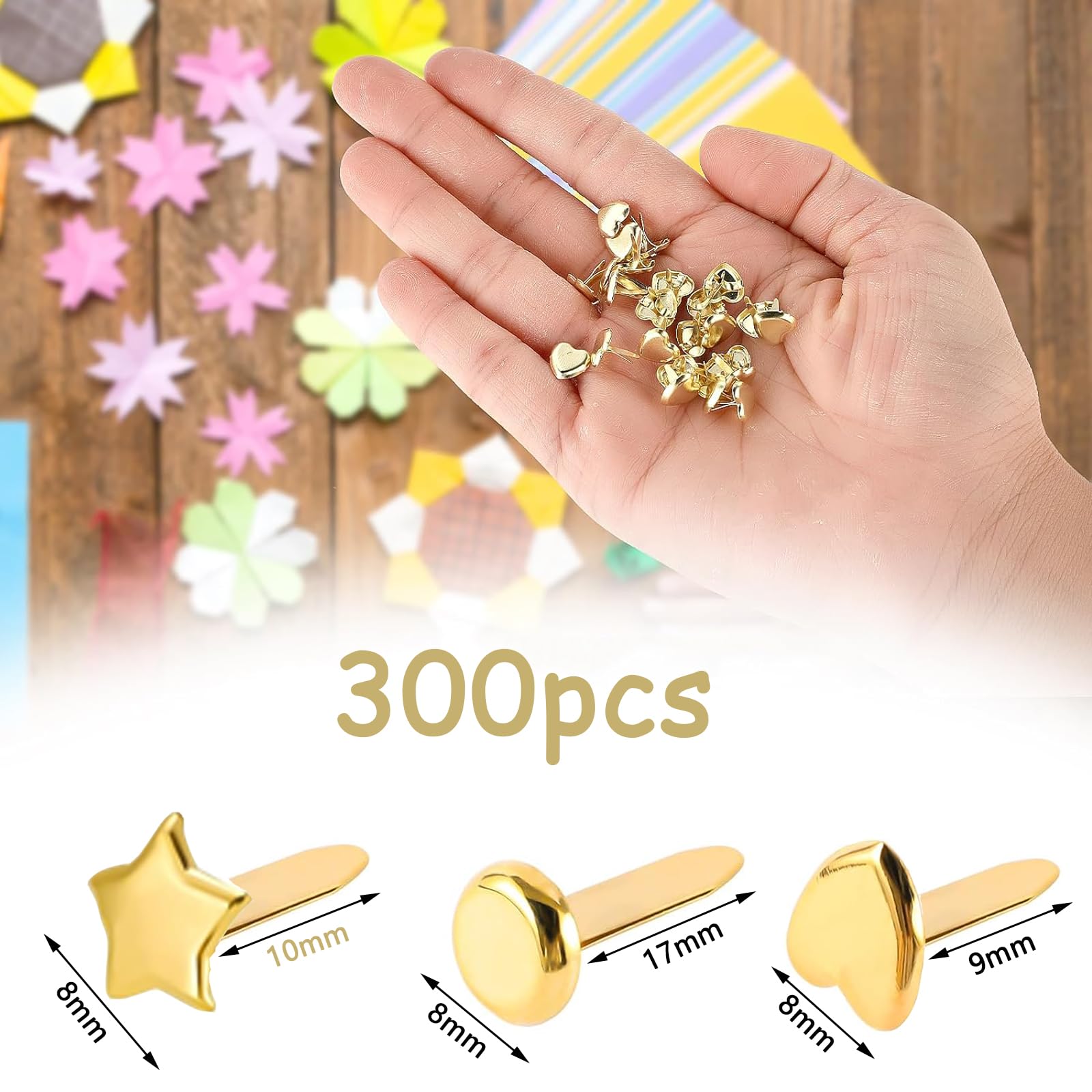 150 Attaches Parisiennes En Métal Doré Forme Cœur - Pour Scrapbooking Et DIY | Lot De 150 Pièces