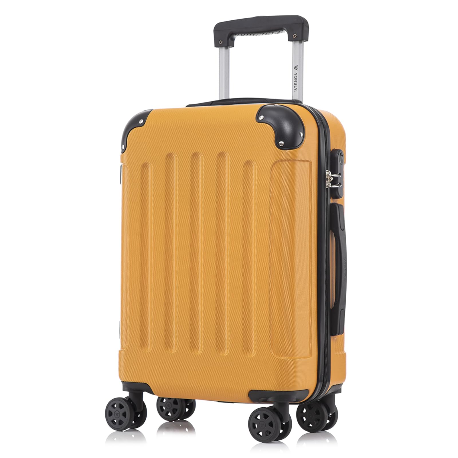 yonsly Koffer Suitcase, Trolley Reisekoffer, Rollkoffer Handgepäck mit 4 Rollen 360°, ABS Hartschalen, Sicherheitsschloss, Weicher Gummigriff, 210D-Futter