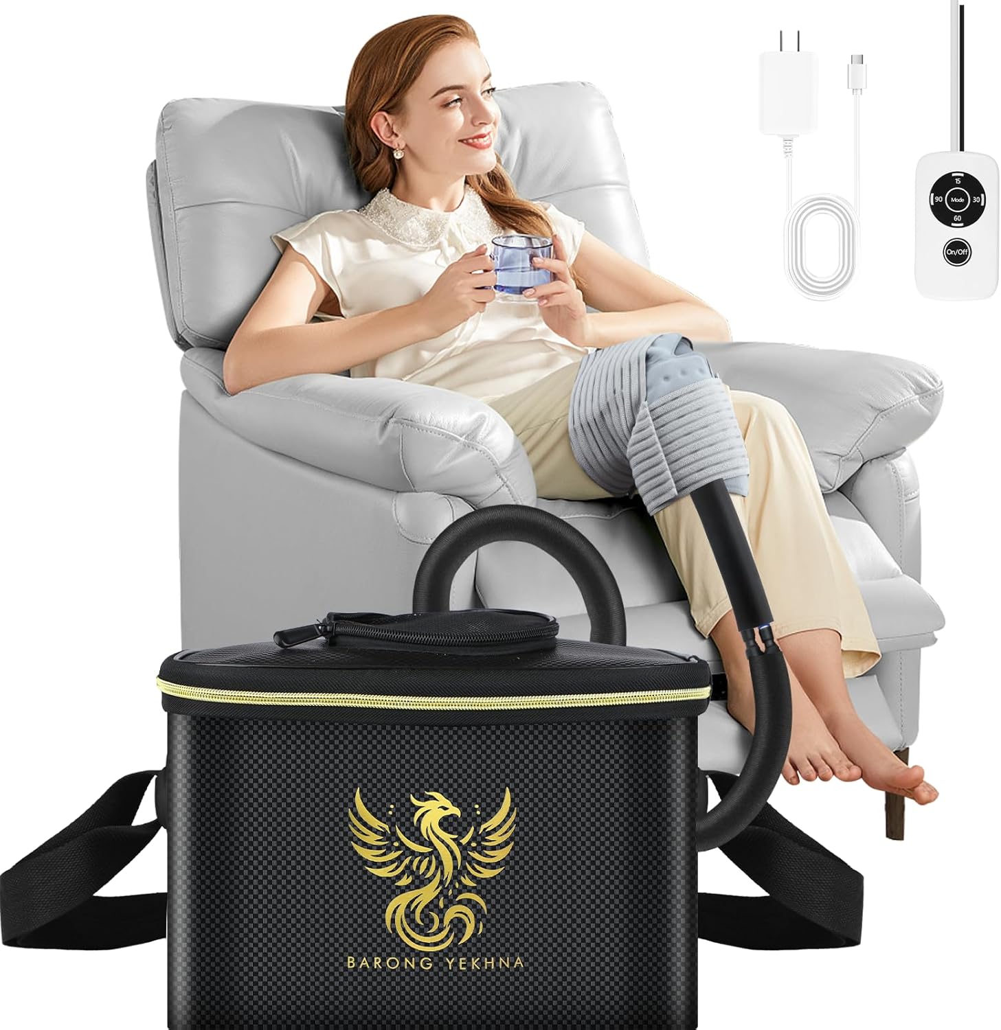 Cold Therapy Machine with Programmable Timer, Portable Ice Machine for Knee After Surgery, Knee Replacement Recovery System with Compression Pads for Shoulder, Hip, Ankle