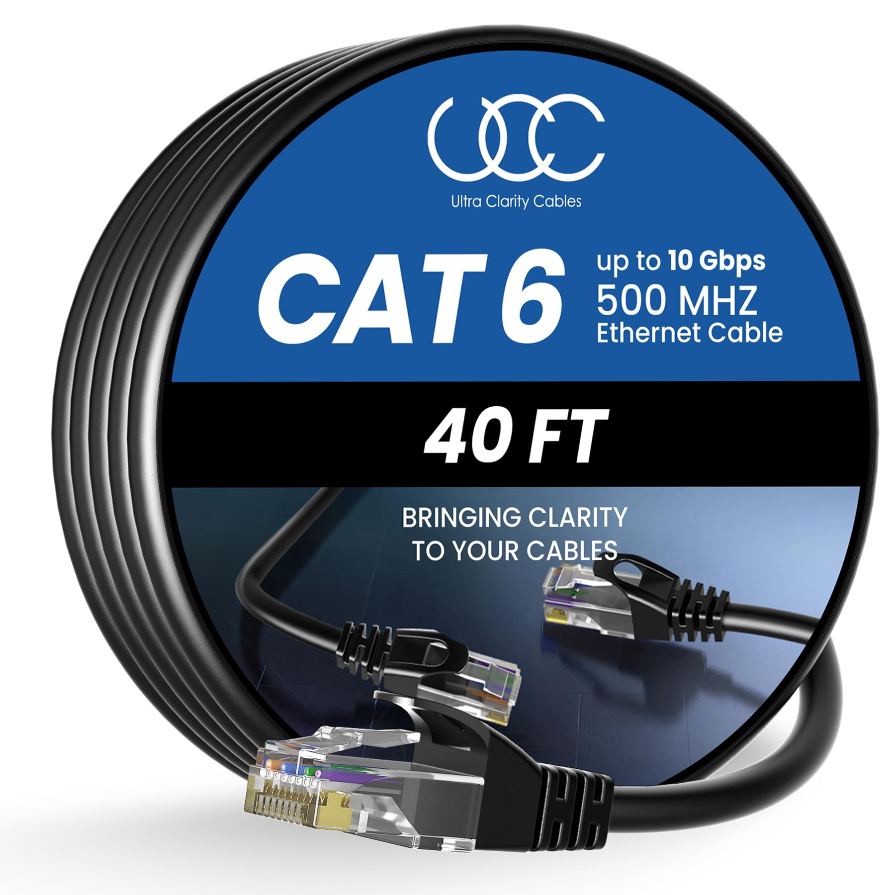 CAT6 Ethernet Cable, 40 Feet - LAN, UTP (12.1 Meters) CAT 6, RJ45, Network, Patch, Internet Cable - 40 Feet