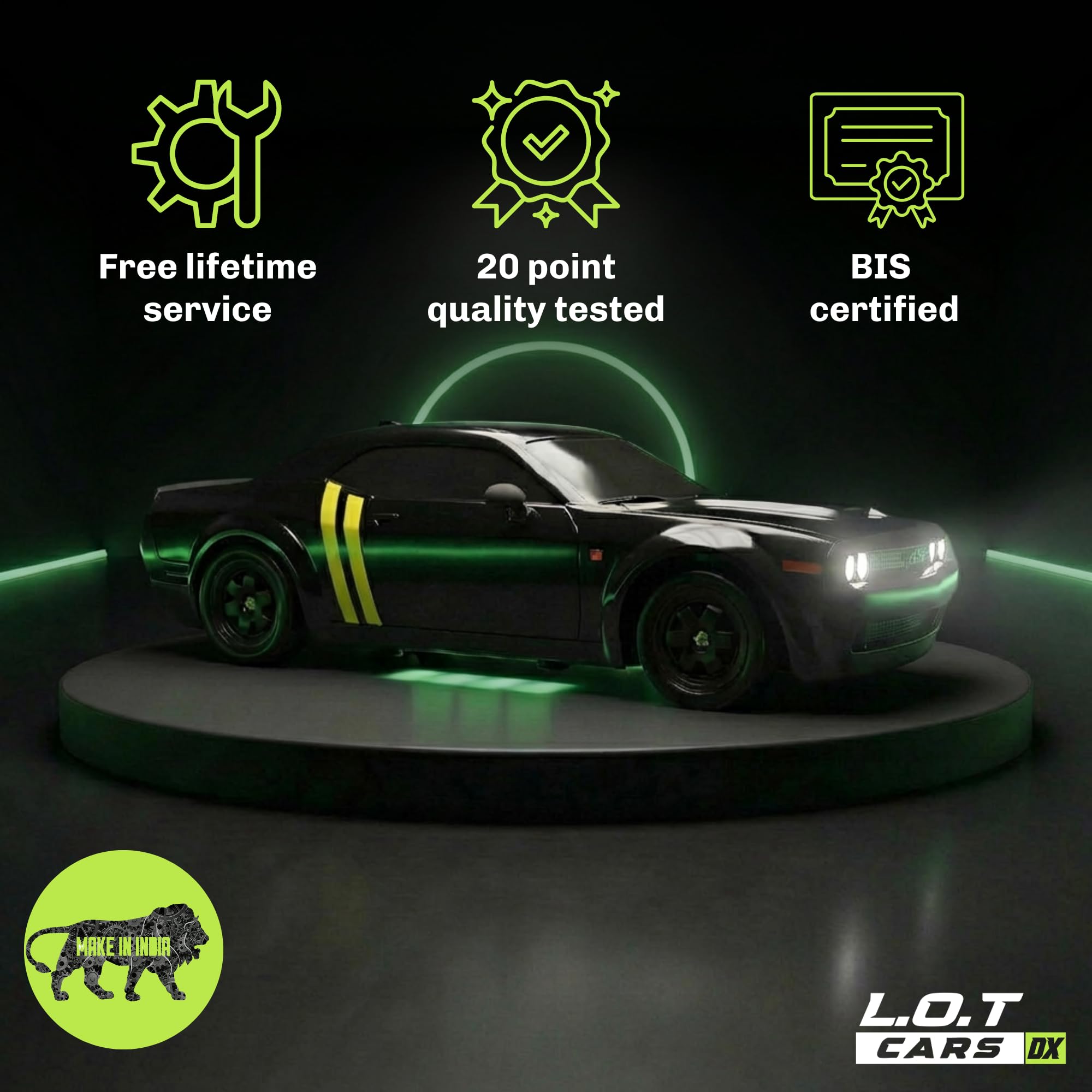 Shadow Remote Control Car | 20Kmph, 2.4Ghz | Rc Drifting Car, Rc Car 4x4, Drift Car Remote Control Range Upto 100m, Race-Ready Build ABS Plastic Body, Multi-Mode LED Lights (Tarmac Black) — Amazon image 8