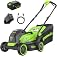 Greenworks 24V Cordless Lawnmower with Brushless Motor for Smaller Lawns up to 140m², 33cm Cutting Width, 30L Bag, Lawnmower