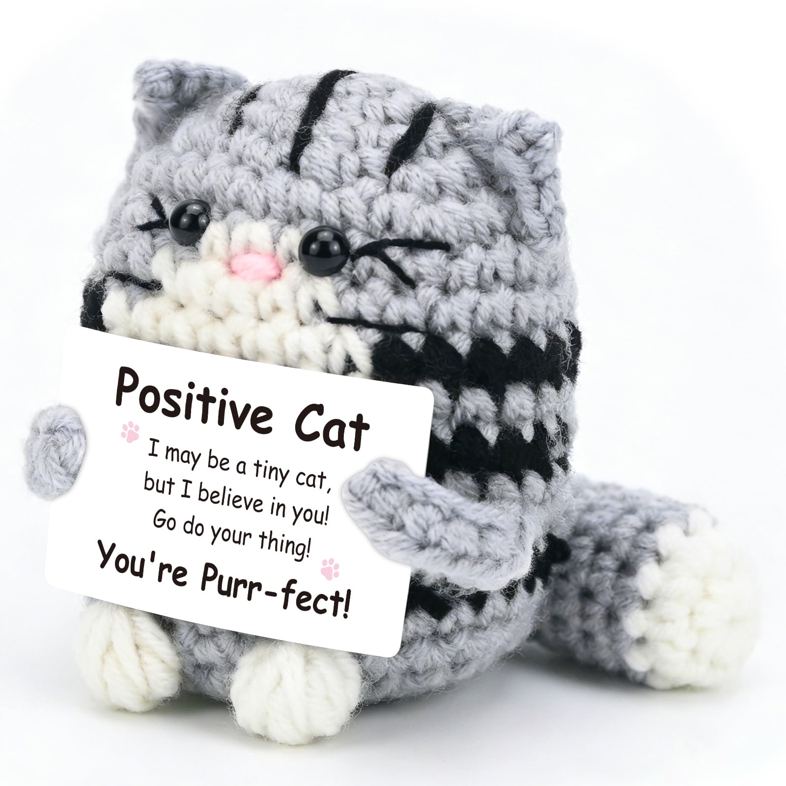 Smlper Positive Geschenke Katze, Pocket Hug Glücksbringer Katzen Kuscheltier, Gehäkelte Du schaffst das Geschenk, Emotional Support Geschenk zum Mutmacher Viel Glück Geburtstagsgeschenk für Frauen