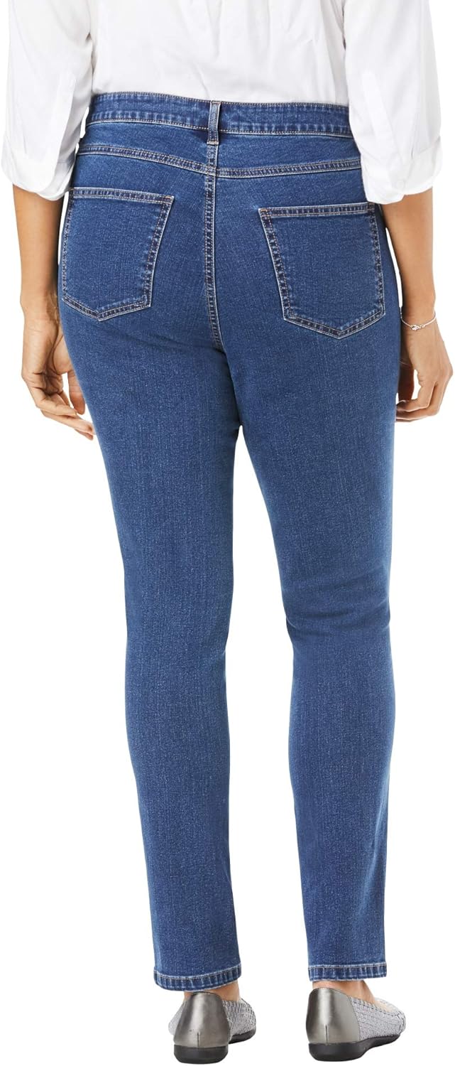 Woman Within Plus Size Stretch-Denim Slim-Leg Five-Pocket Jeans