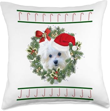 Maltese - Dog Design - Malteser Spruch - Malteser Dog-Maltese Christmas Throw Pillow, 18x18, Multicolor