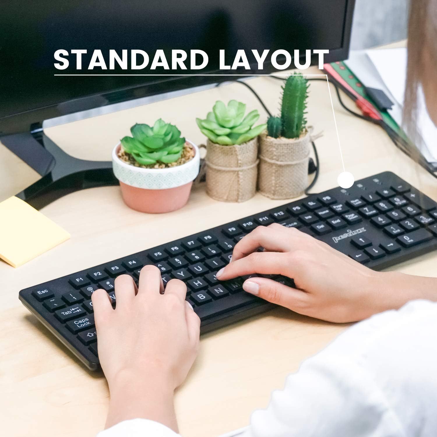 Perixx PERIBOARD-117 Wired USB Keyboard with Standard US Layout and Chiclet Big Print Keys, Black : Electronics