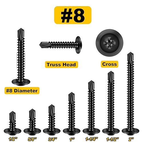 Miniatura 3 de Mywish 200 tornillos autorroscantes #10 × 1 pulgada para chapa metálica 410 tornillos autoperforantes de acero inoxidable de óxido negro de alta