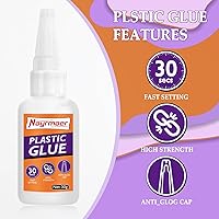 Vista 3 de Pegamento de plástico de 1.06 oz, súper pegamento para plástico, pegamento de plástico a plástico para pegar plástico y otros materiales, pegamento