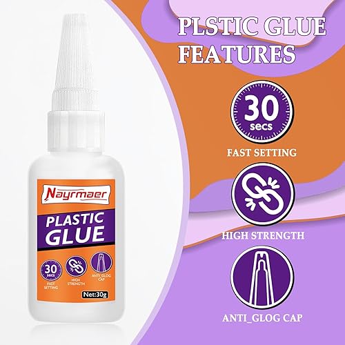 Miniatura 3 de Pegamento de plástico de 1.06 oz, súper pegamento para plástico, pegamento de plástico a plástico para pegar plástico y otros materiales, pegamento