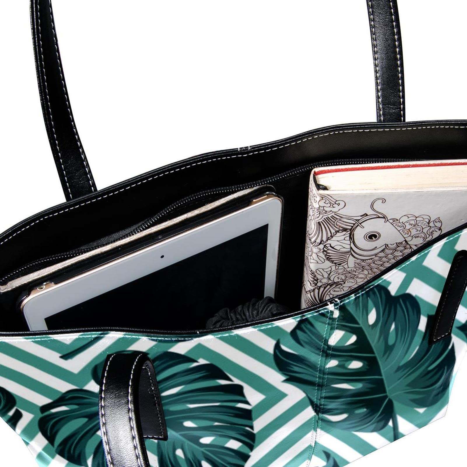 Bolso de hombro ligero casual para la escuela, bolso de mano para profesores, bolso de mano con patrón de hojas tropicales, diseño geométrico, Varios colores