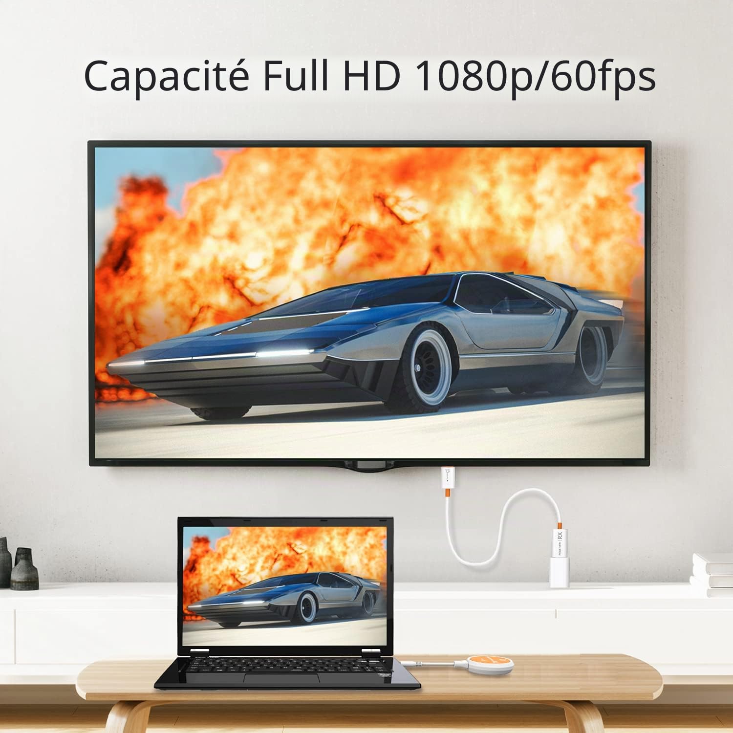 j5create ScreenCast USB-C vers HDMI Émetteur et récepteur d'écran sans Fil, supporte 1080p, Compatible avec MacBook, ChromeOS, Ordinateurs Portables USB-C et Android (JVAW62)