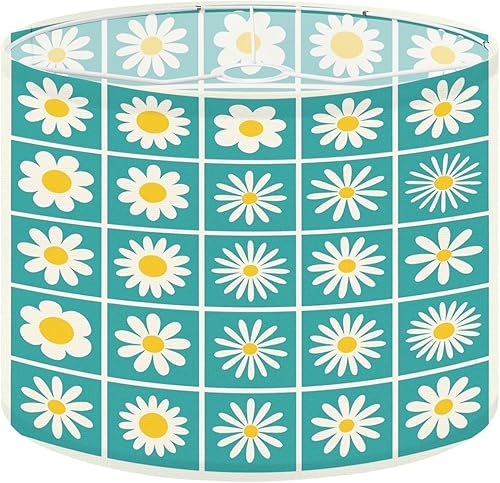 Miniatura 21 de Juego de 2 pantallas de lámpara florales de los años 70, diseño de margaritas y margaritas, estilo retro floral de los años 60, 70, 80, pantallas