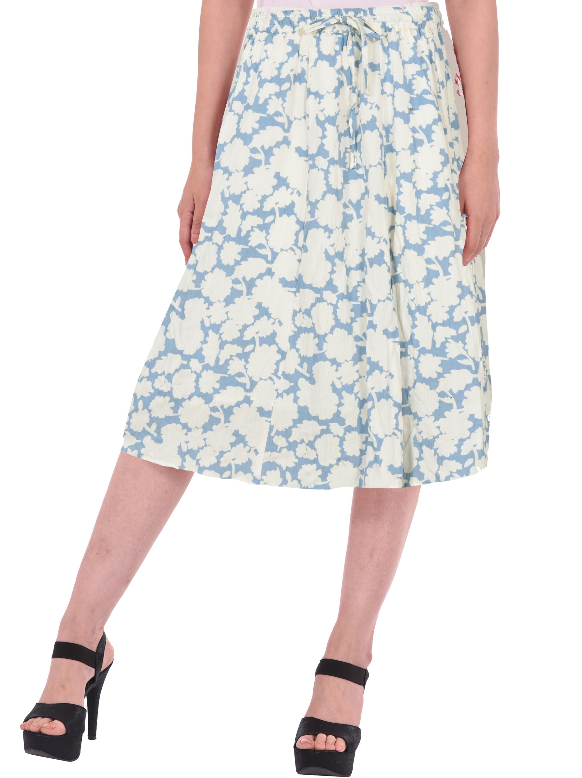 cotton breeze Women's Regular Fit Printed Cotton A-line Skirt Multicolour-picture-34