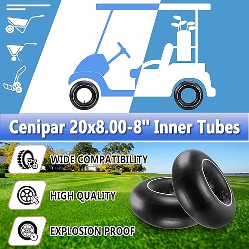Miniatura 5 de Cenipar Tubos interiores de 20x8.00-8, 20x8-8, 20x10.00-8 (2 paquetes), tubos interiores de repuesto para carrito resistente, como maletero,