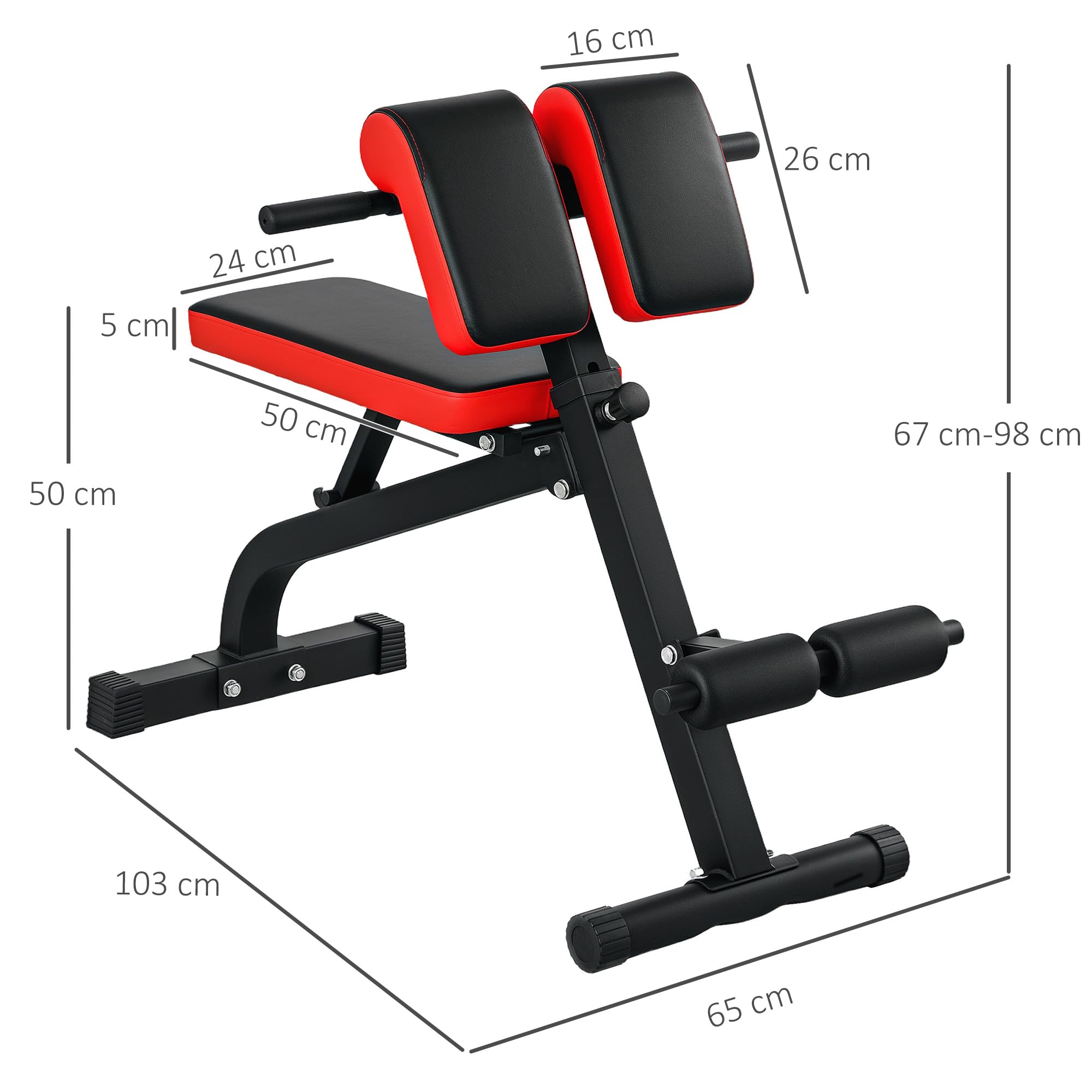 SPORTNOW Banc de musculation pliable banc multifonction pour entraînement complet coussin réglable sur 8 positions pour hyper extension du dos, pompes, noir