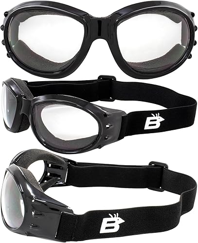 Miniatura 5 de Birdz Eyewear Eagle - Gafas de seguridad acolchadas para motocicleta, 2 pares, marco negro con lentes ahumados transparentes y polarizados, gafas de