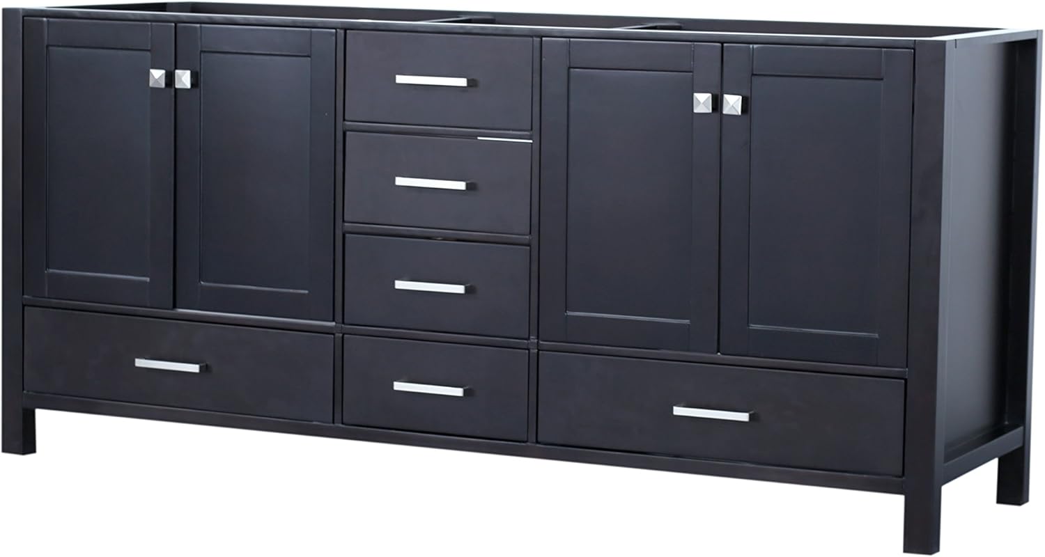 ARIEL Cambridge A073D-BC-ESP 72" Inch Double Solid Wood Espresso Bathroom Vanity Base Cabinet with 4 Soft-Closing Doors and 6 Self-Closing Drawers