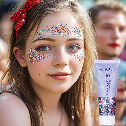 Miniatura 133 de MEICOLY Purpurina para cabello infantil, maquillaje de Halloween con purpurina brillante, lentejuelas de sirena para rostro y cuerpo, purpurina