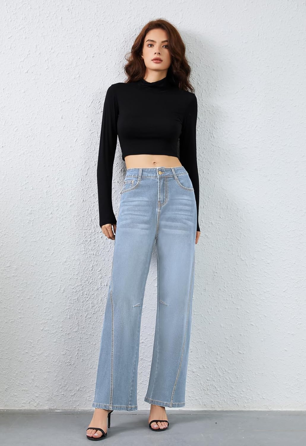 Metietila Women’s Baggy Jeans High Waisted Wide Leg Jeans Patch Pocket Stretch Denim Pants Casual Comfort - Image 4