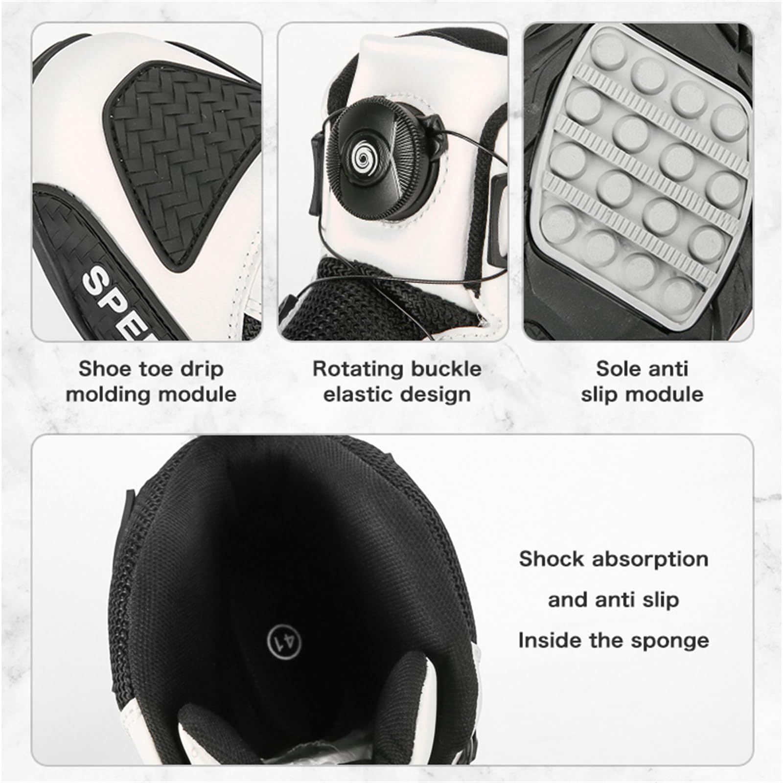 JiuQing Scarpe da Moto Stivaletti da Equitazione da Strada da Uomo Stivali da Moto in Pelle da Esterno Antiscivolo