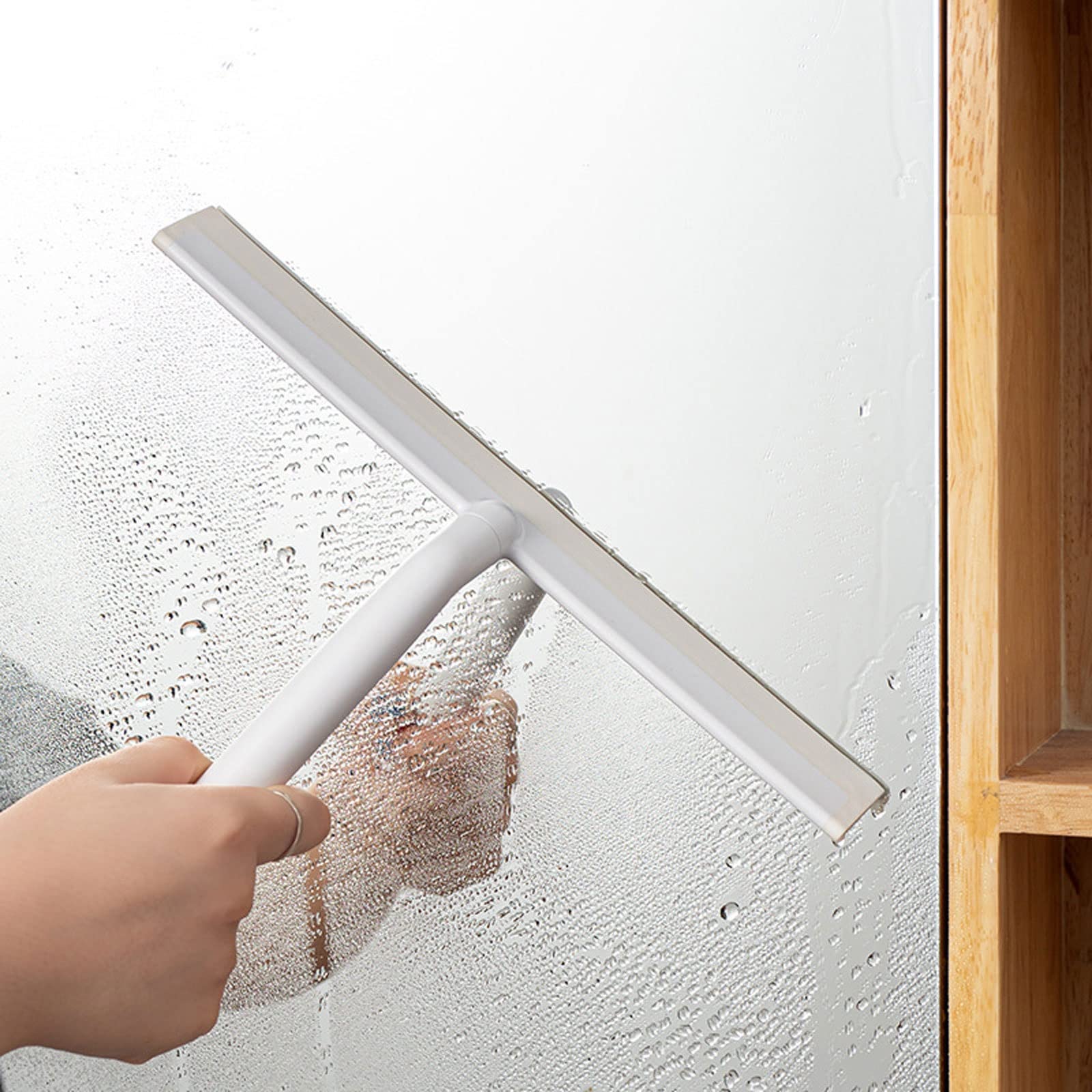 Rasquetas para Ducha, Escobilla de Ducha Blanca con Gancho Colgante for Limpieza Espejo Pared, Ventana, Suelo Cristal