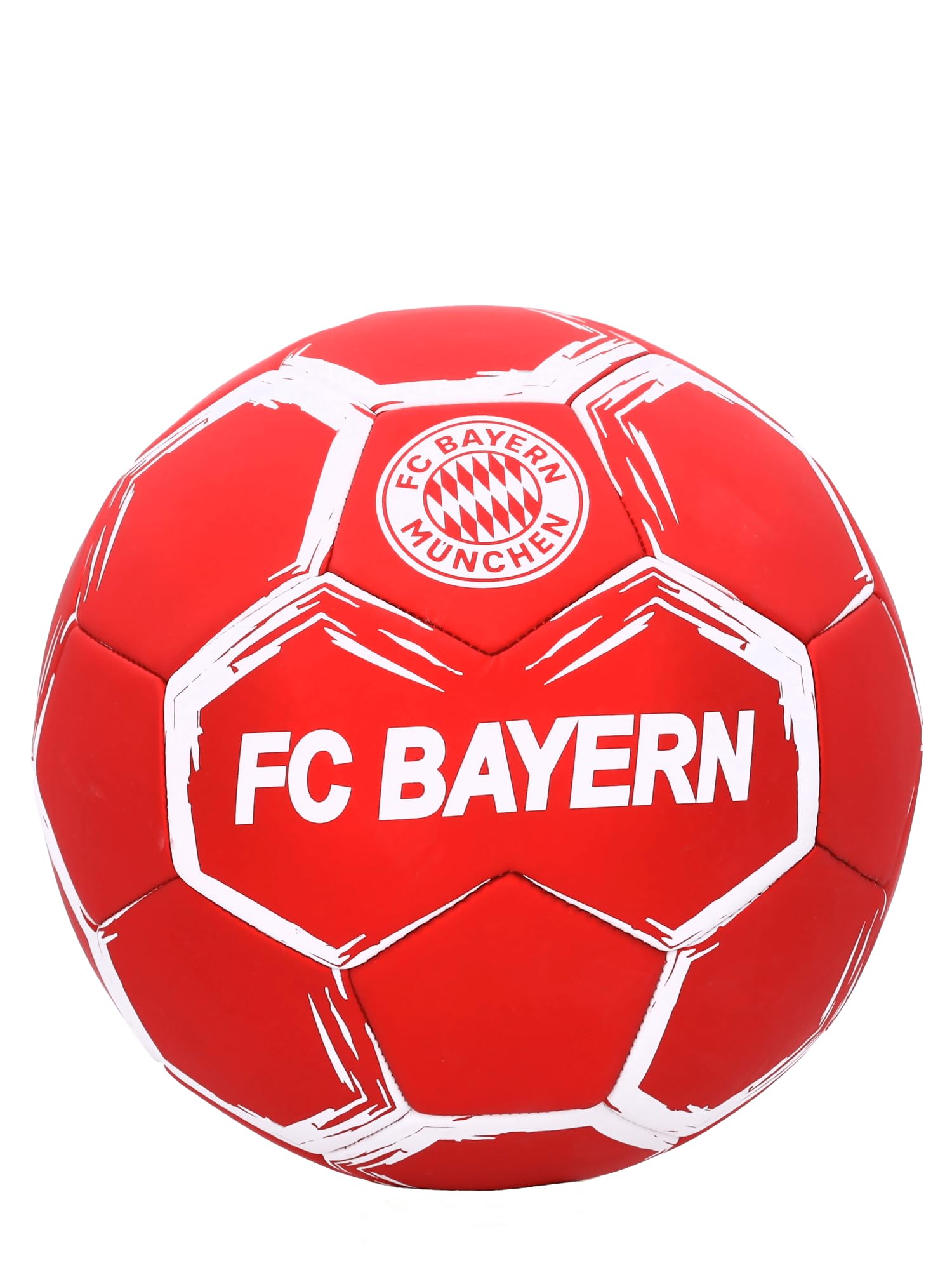FC Bayern München Fußball Größe 5 (Rot/Weiß) I Maschinengenähter Trainingsball mit Vereinswappen I Offiziell lizenziert