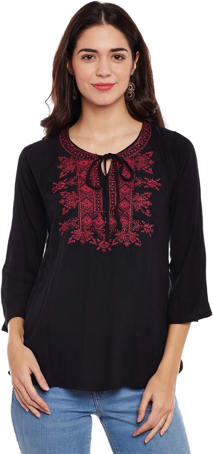 FORELEVY Women's Top (TRC100M_Black_Medium)