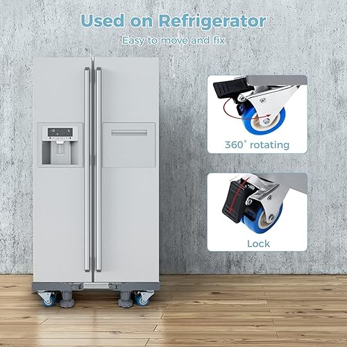 Miniatura 2 de YOKEPO Base móvil para nevera mejorada con 4 ruedas de bloqueo y 4 pies fuertes de 16.5 a 25.6 pies ajustable para muebles para lavadora, secadora,