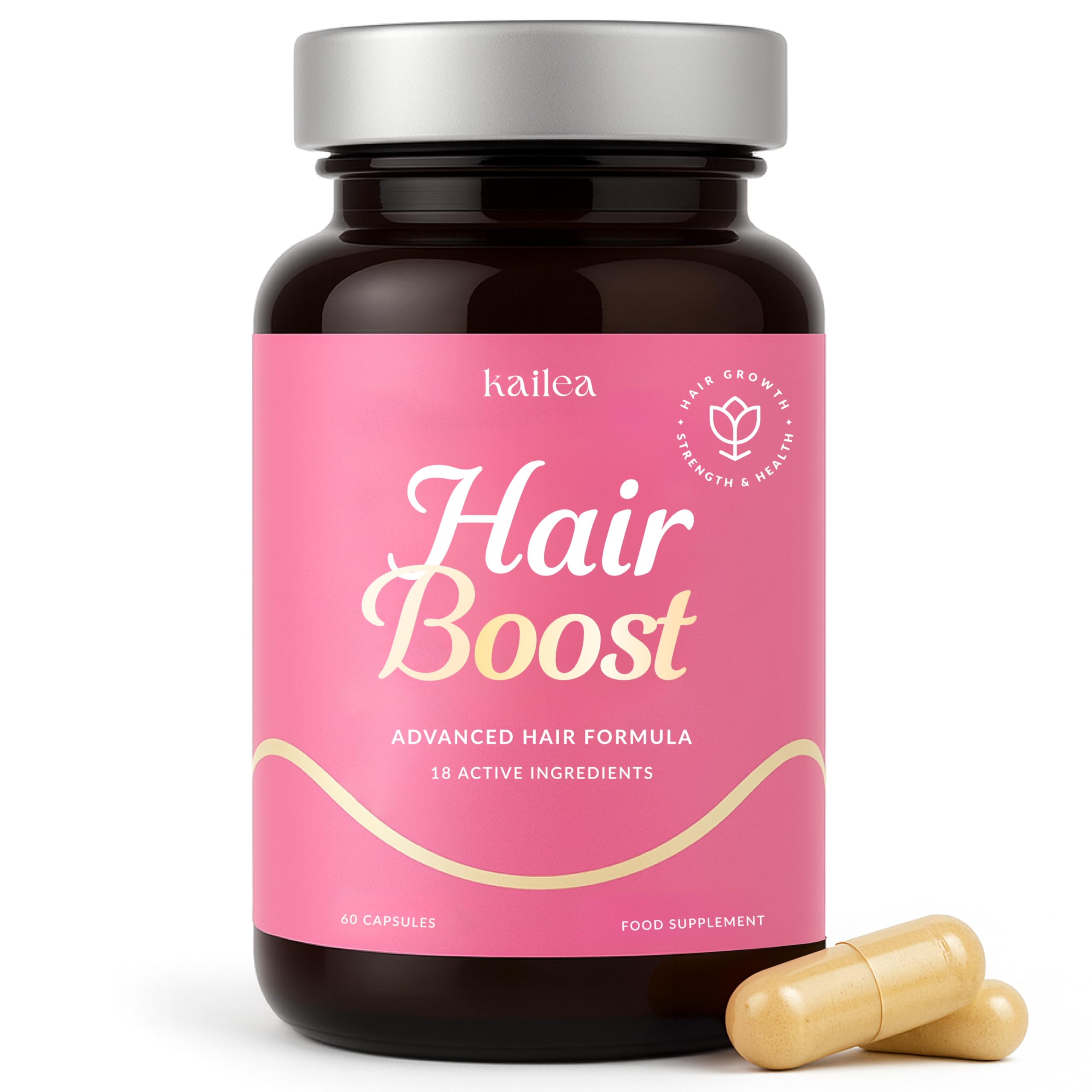 18-in-1 Hair Growth Supplement | Collagen, Hyaluronic Acid, Nettle, Silica, Biotin, Grape Seed Extract, Bamboo | Stronger, Thicker, Longer Hair – Supports Hair Volume, Shine, Scalp & Nail Health