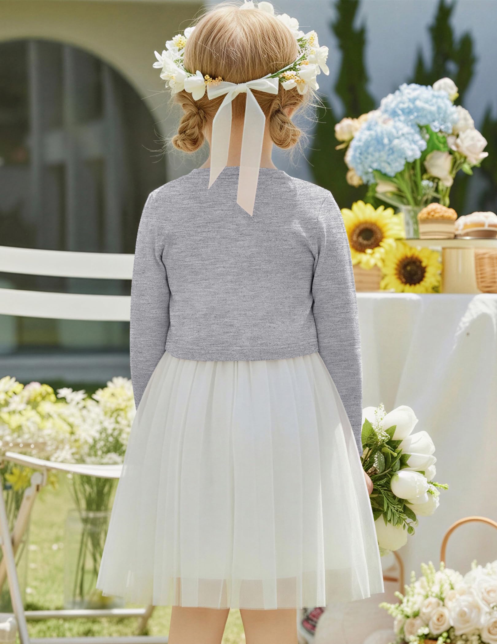Arshiner Cárdigan para Niña Festivo Bolero de Algodón Chaqueta de Comunión con Botón de Diamante 5-13 años — view 4