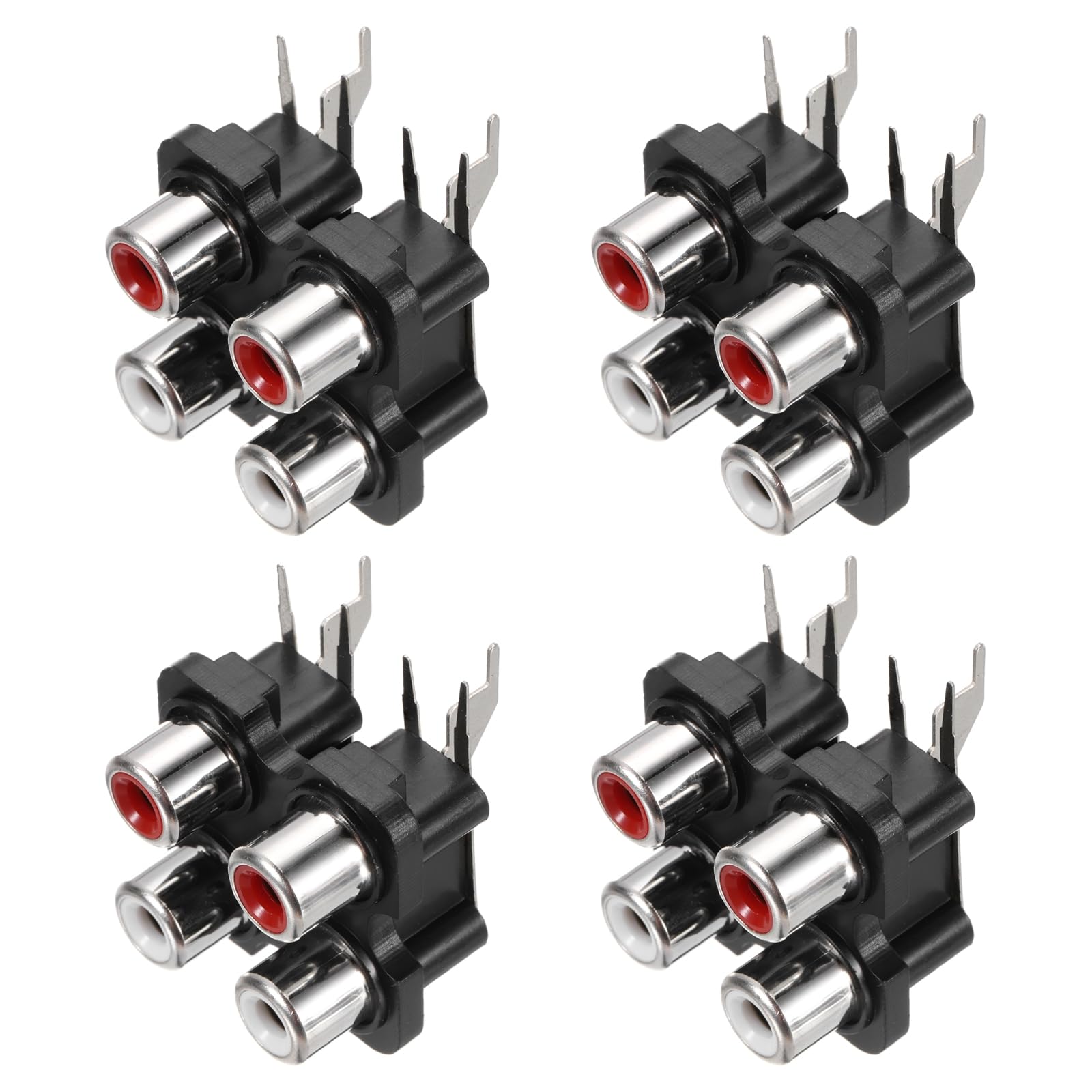 QUARKZMAN 4 sztuki PCB Panel Mount AV koncentryczne gniazdko 4 gniazda RCA żeńskie Jack Audio Video AV złącze wtykowe 6 pinów, czarne