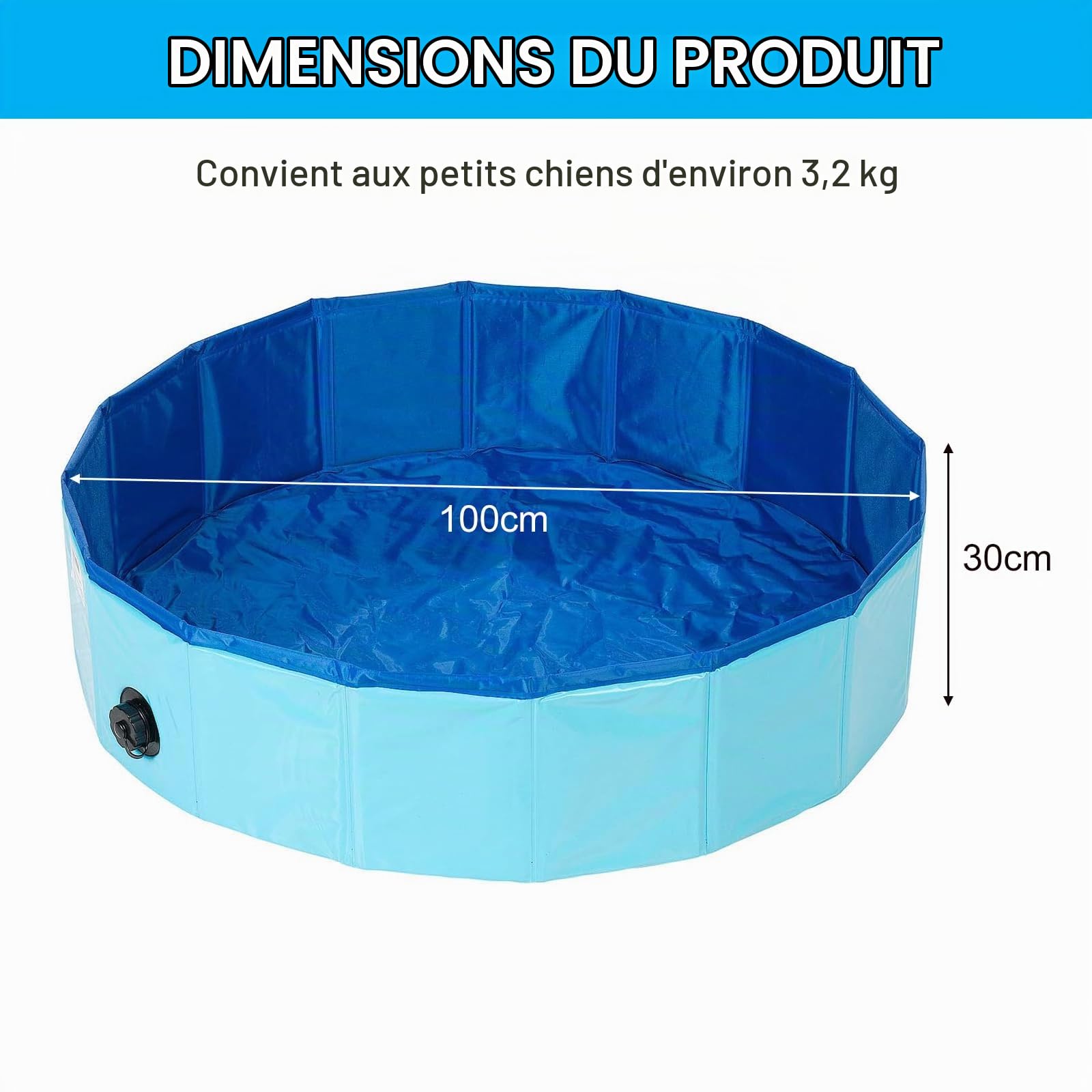 Piscine pour Chien, Piscine Pliable, Baignoire Chien, Bassin Grande Taille Animaux, Peut Être Utilisé comme Pataugeoire pour Chats Animaux, 100 x 30CM