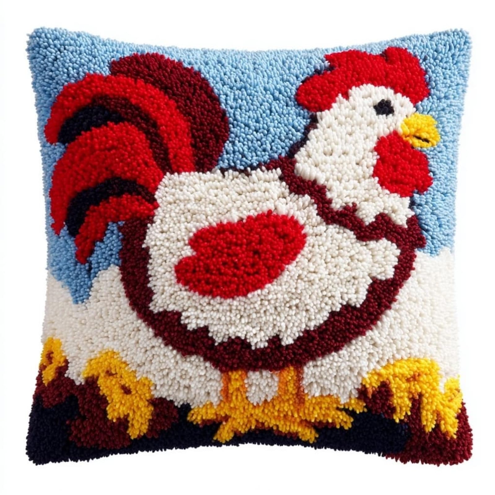 WallustrioaW Latch Hook Kit 17x17 Inch,Cute Rooster