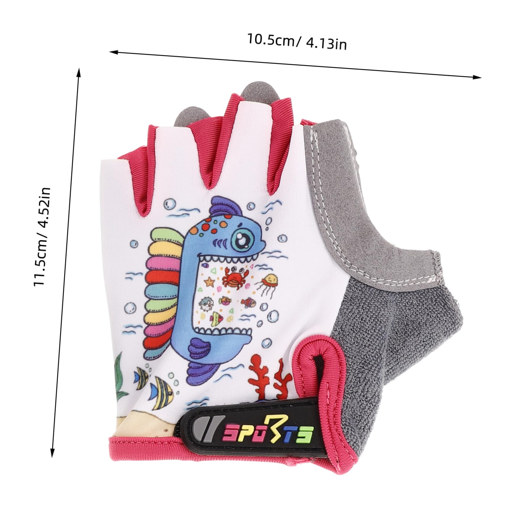 BESPORTBLE Girls Fingerless Bike Gloves Vibrant Fish Design Outdoor Sports Gloves for Boy Girl for Cycling Skating and Balance Biking Non- and Breathable