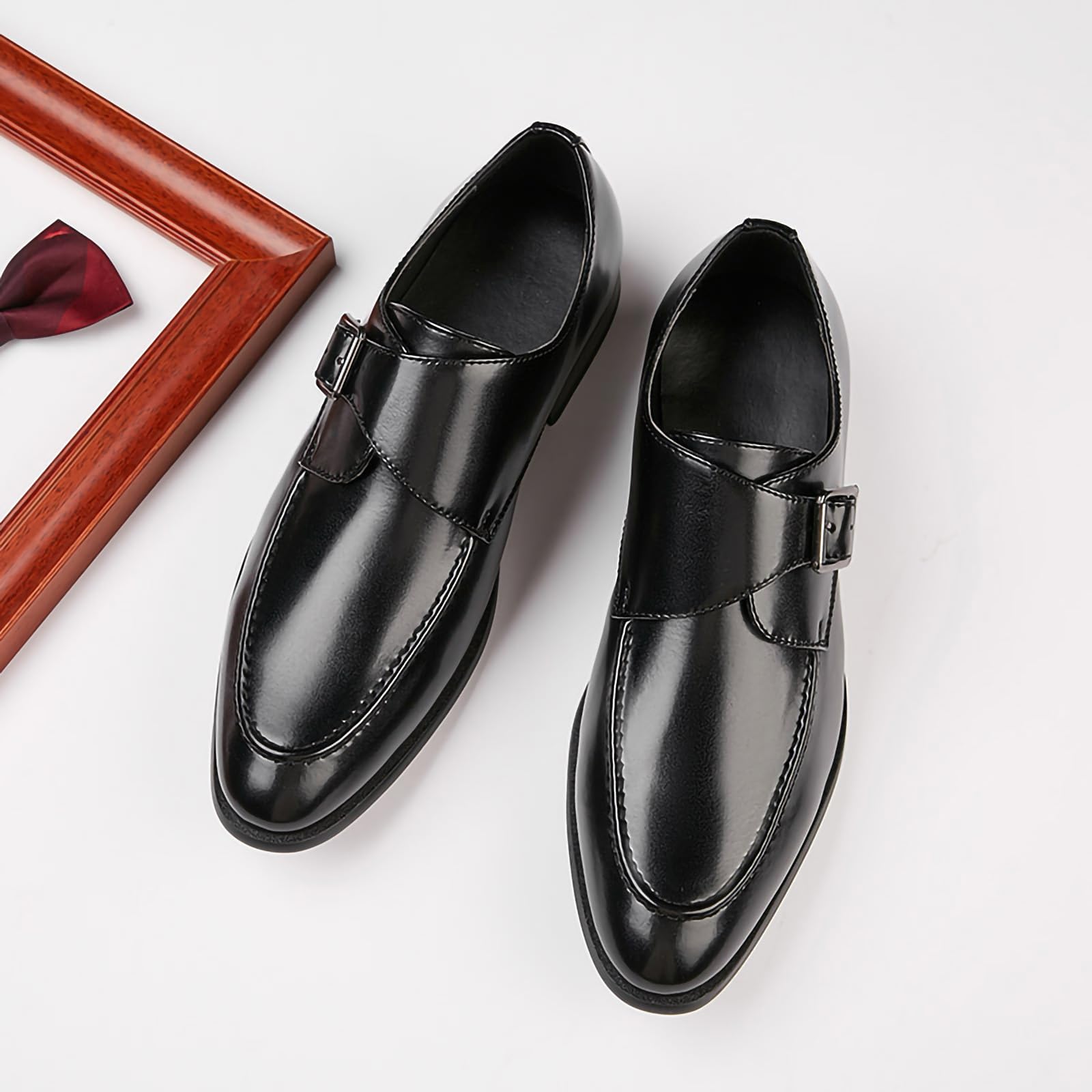 Mens Monk Strap Slip On Mocassini Casual Scarpe da Sera Elegante e Comfort Scarpe Wrok in Pelle PU Scarpe Tacco Basso Scarpe Formali per Gli Uomini