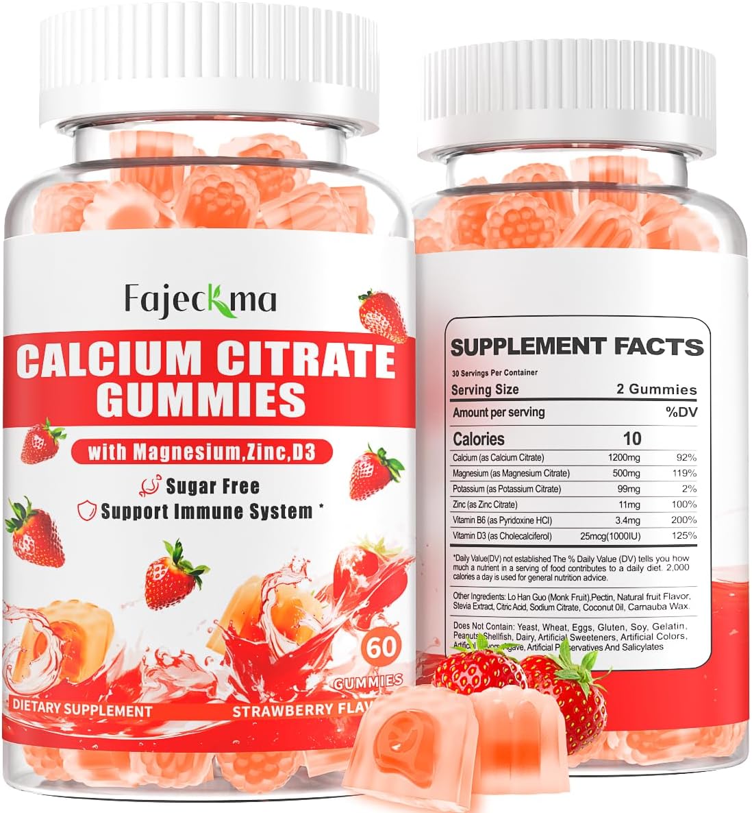 Calcium Citrate Gummies for Women Men: 1200 Calcium Magnesium Zinc with Vitamin D3 B6 Supplement for Adult - Vegan High Absorption Chewable Gummy Energy Support Sugar Free(120Count)