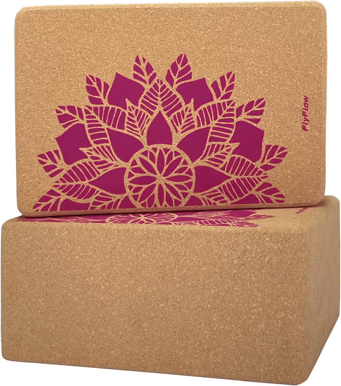FlyFlow Cork Yoga Blocks 2 Pack, Natural and Eco-Friendly Exercise Block 9x6x4 inches for Yoga, Pilates and Balance Training : Sports & Outdoors