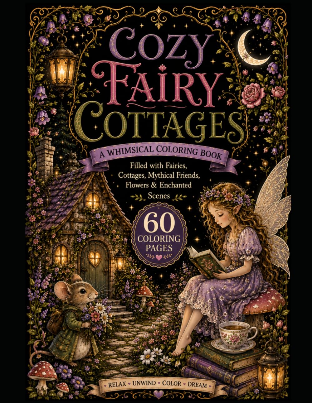 Cozy Fairy Cottages: A Cozy Fantasy Coloring Book Filled with Fairy Cottages, Woodland Friends, Flowers, and Enchanted Forest Scenes (Mandala Escape Coloring Series)
