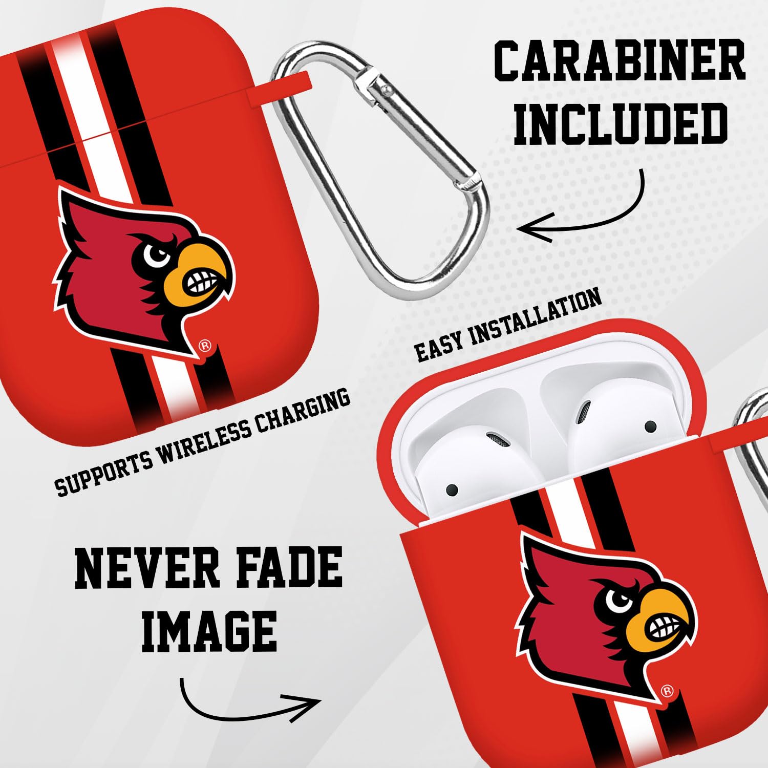 AFFINITY BANDS Louisville Cardinals HD Case Cover Compatible with Apple AirPods Gen 1 & 2 (Stripes)