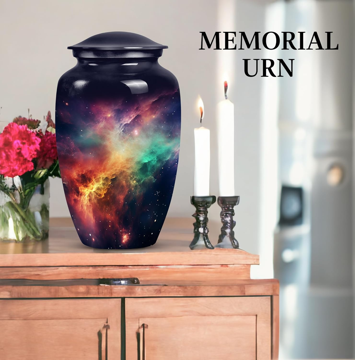Galaxy Urn for Human Ashes - Blue Urn - Eternal Love Cremation Box - Unique Urn for Adult Ashes - Decorative and Durable - 10 Inch, 1 Pc Memorial Gifts for Adult Cremains Box