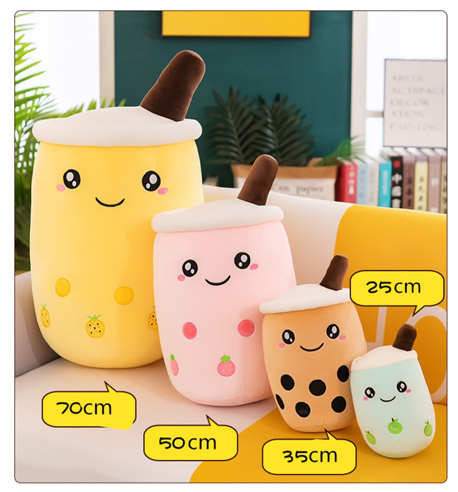 Bubble Tea pluszowe zwierzątko Boba, przytulanka, miękka maskotka do herbaty, miękka lalka, filiżanka do herbaty, poduszka dla dzieci (niebieska wąż, 25 cm)