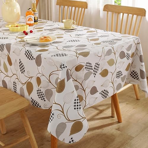 Miniatura 9 de SASTYBALE Mantel rectangular de vinilo con reverso de franela de 60 x 120 pulgadas, 100% plástico a prueba de agua y aceite, elegante mantel floral