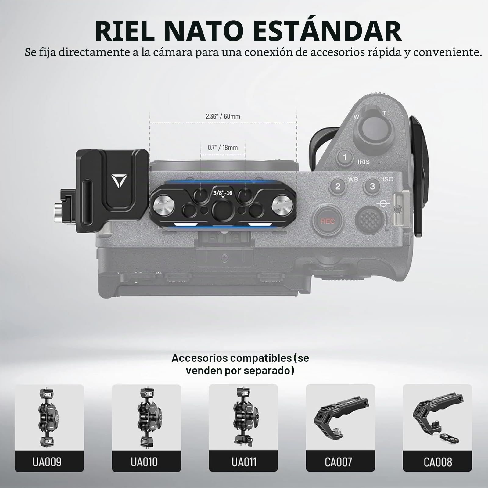 NEEWER FX3/FX30 Jaula con HDMI Cable Clamp, Riel NATO, Agujeros de Posicionamiento ARRI de 3/8", 1/4" Roscas, Compatible con Sony FX30 FX3 Original XLR Handle,Compatible con DJI RS3 RS2 Gimbal, CA011
