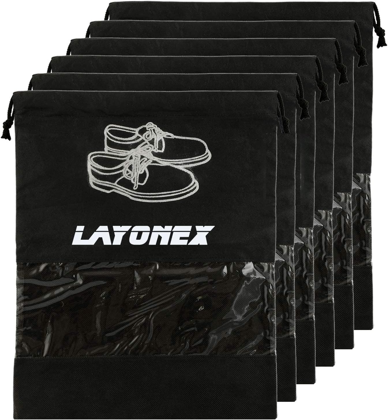 LAYONEX Shoe Bag for Travel & Storage Travel Organizer for Women & Men Travel Accessories Shoe Organizer Shoe Bags Pouches Travel Shoe Cover, Essentials - Pack of 6